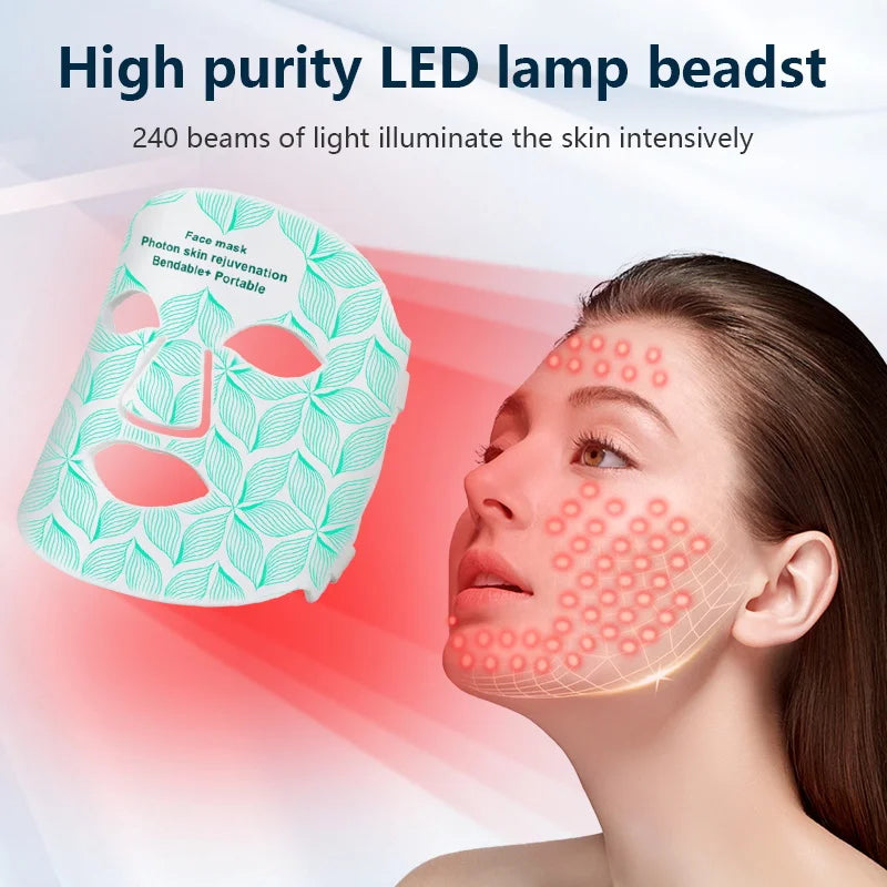 Silicone LED Facial Mask Photon Infrared Light Therapy Wireless