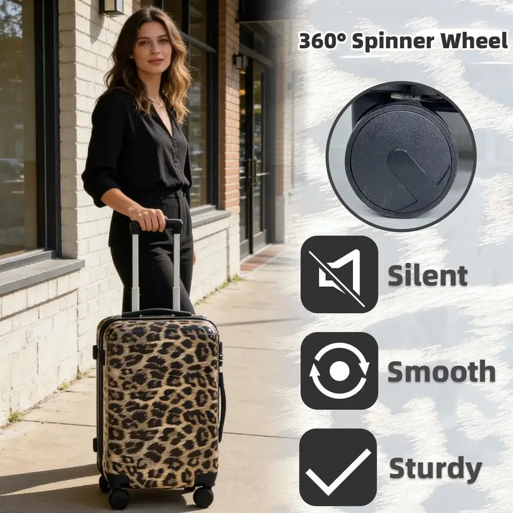 Four Piece Luggage Set With PVC Hard Shell Spinner Suitcases