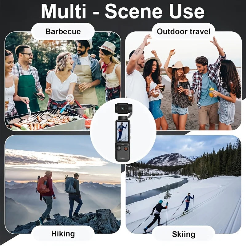 Ultra HD 4K Sports Camcorder, Ultra Light Body for Travel & Vlog, Comes with 32GB Memory Card and Tripod, Anti-Shock Stabilization, 180° Adjustable Flip Screen, Auto Focus, 2000mAh Rechargeable Battery for Outdoor Cycling