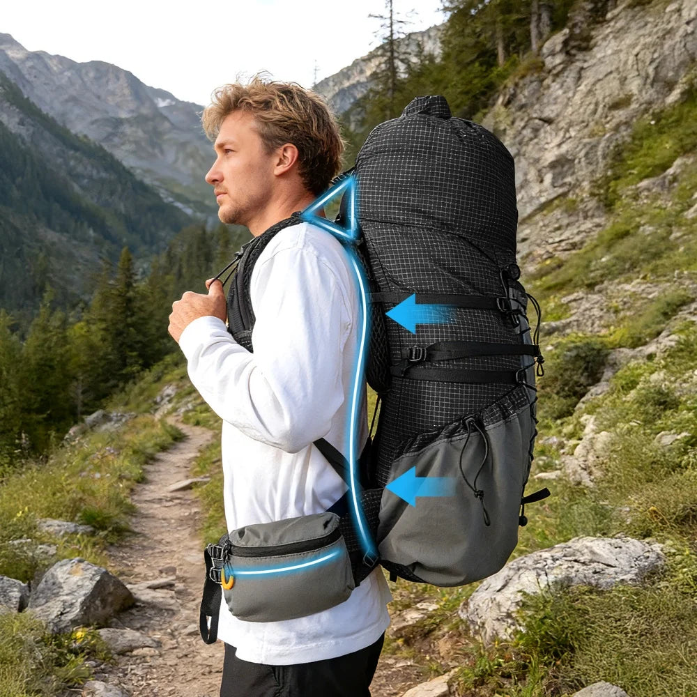 Night Cat Roll Top Waterproof Hiking Backpack With Rain Cover