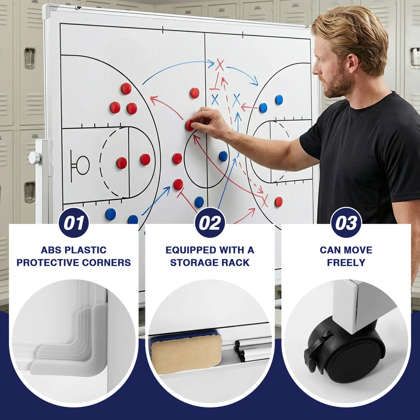 ALIILEE Double Sided Magnetic Coaching Soccer Board With Magnets