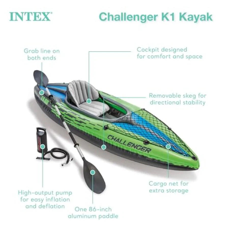 Inflatable Kayak Ultra Durable PVC For Outdoor Water Sports With Adjustable Seat Backrest Outdoor Adventurers