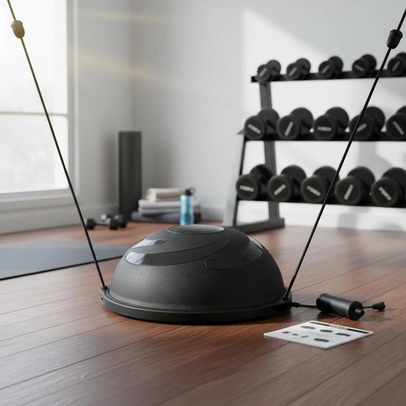 Half Exercise Ball Stability Trainer With Resistance Bands And Pump