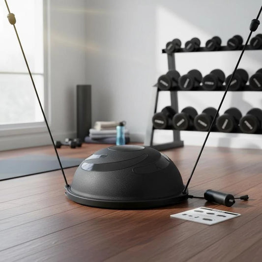 Half Exercise Ball Stability Trainer With Resistance Bands And Pump