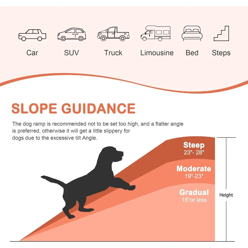 Folding Dog Ramp For Car SUV With Extra Long Rails