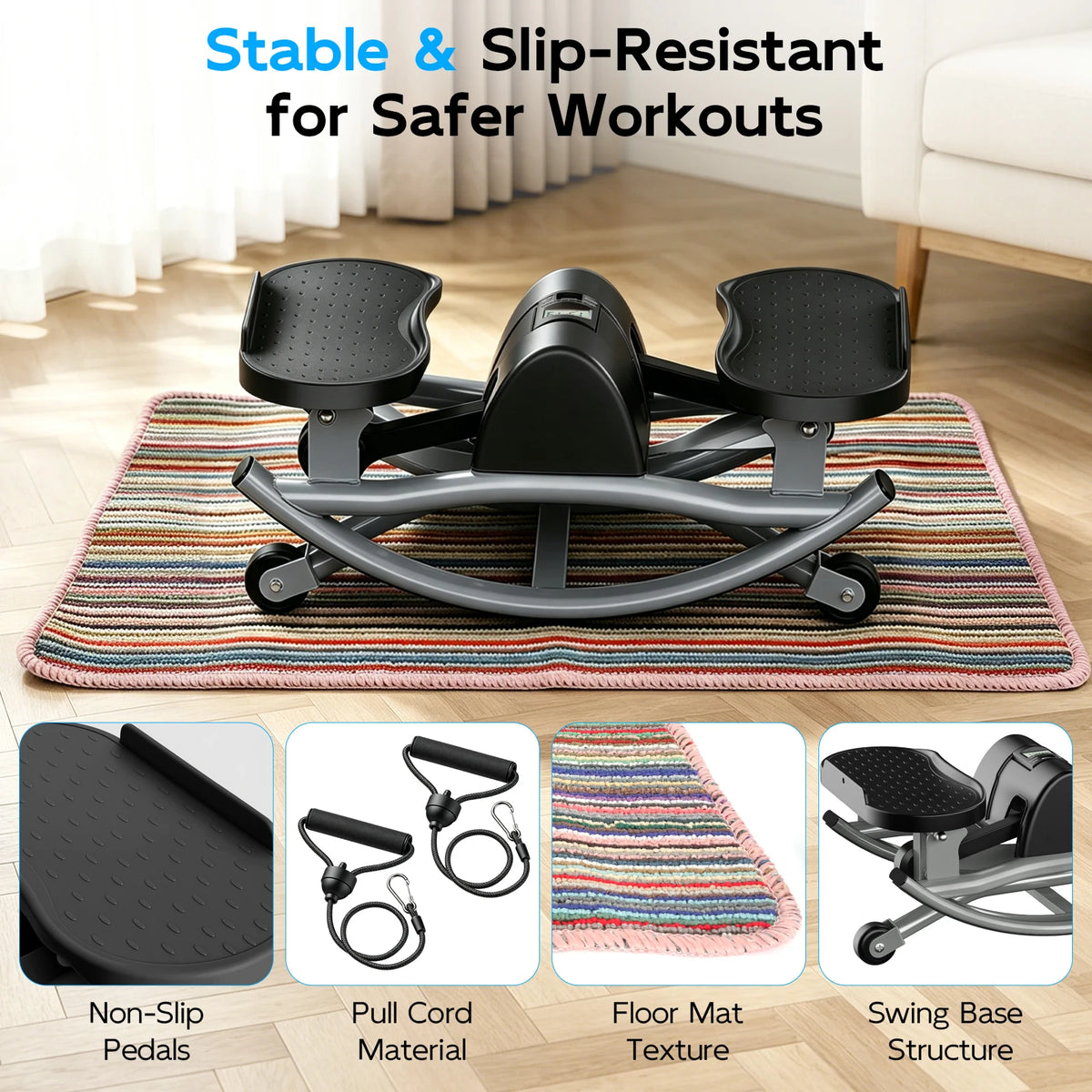 Twist Stepper Machine with Resistance Bands and Digital Display
