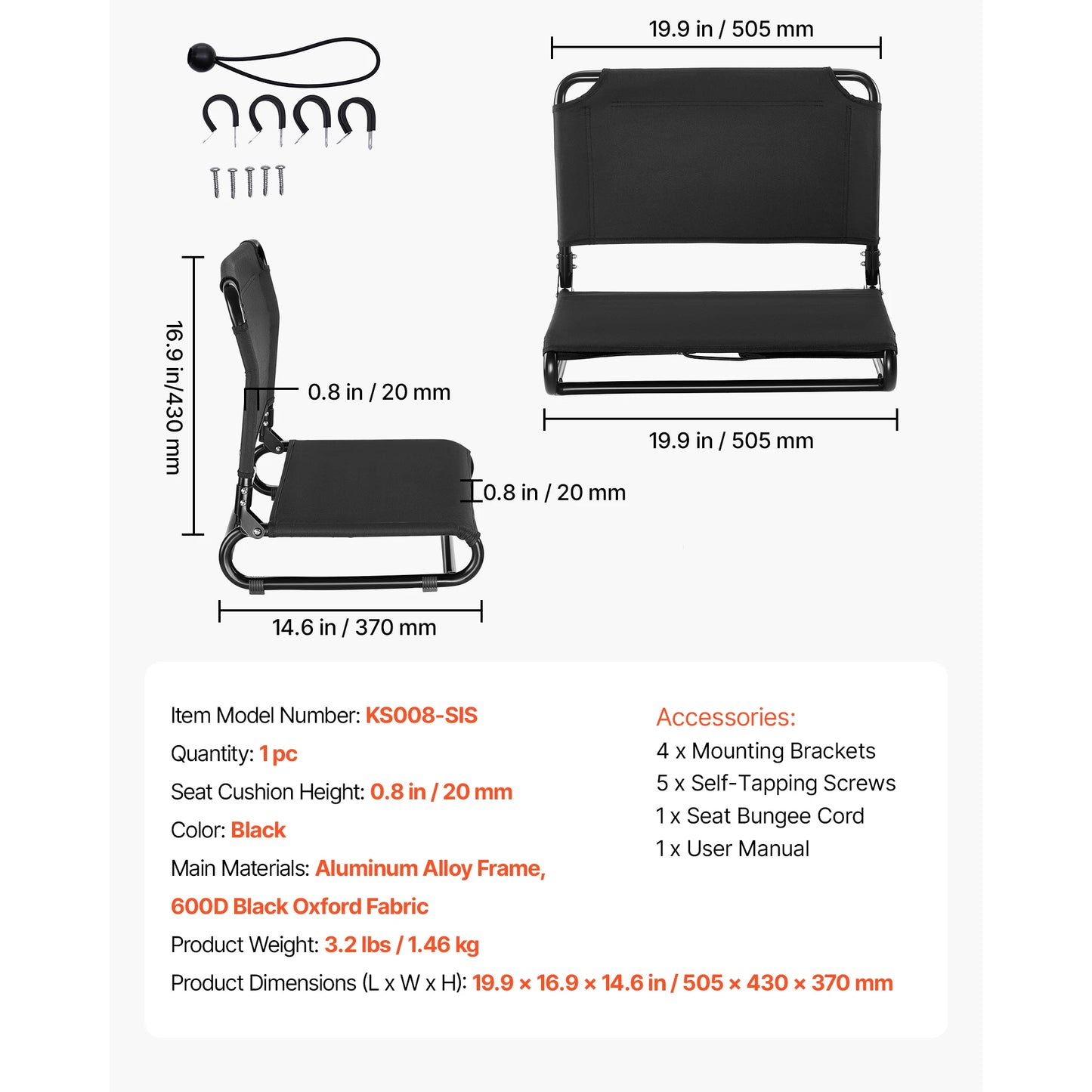SucceBuy Adjustable Kayak Seat With Aluminum Alloy Frame