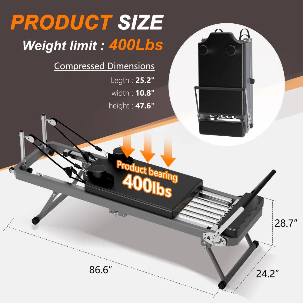 Multifunctional Pilates Reformer Home Exercise Machine With Resistance Cords