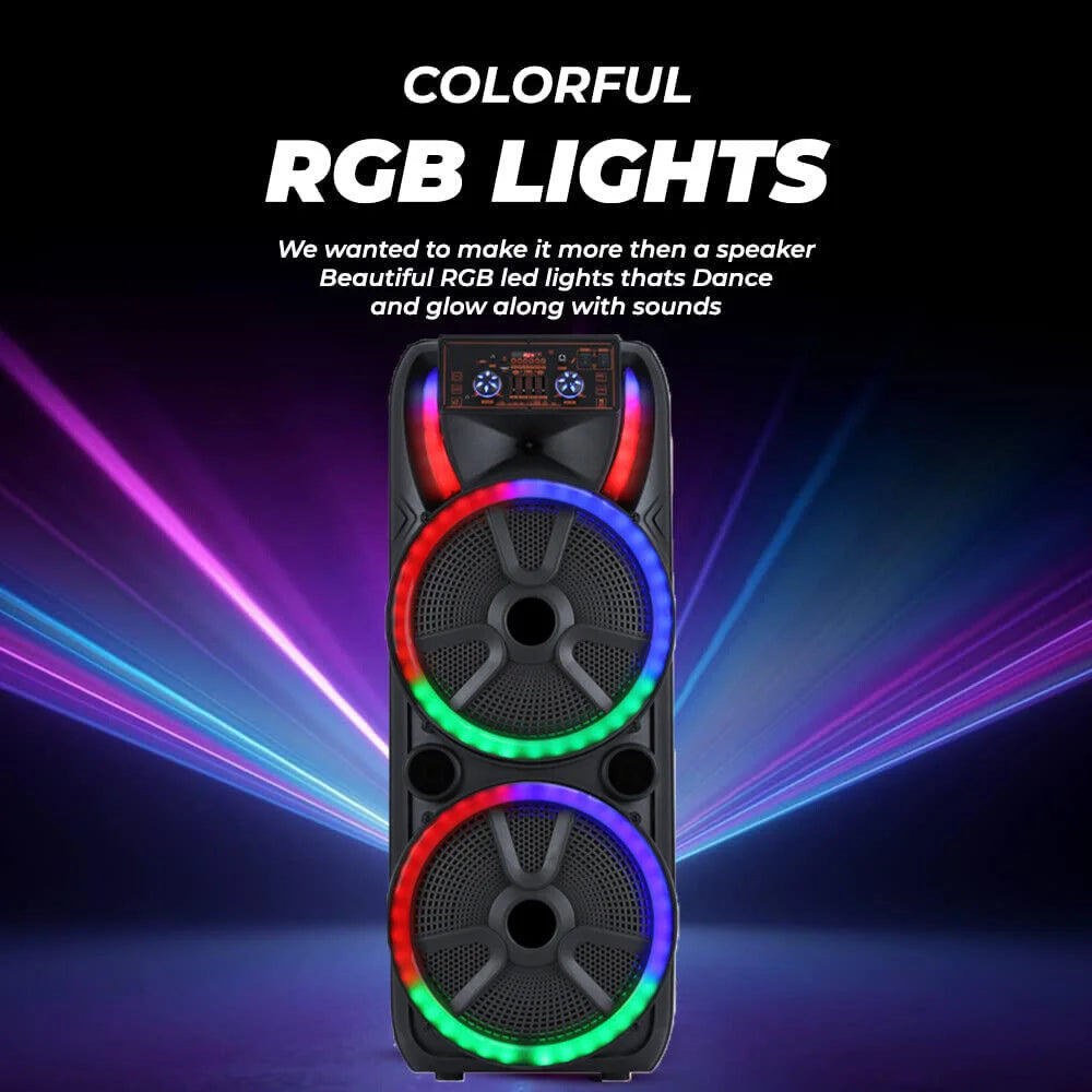 Curuk Dual Portable Bluetooth Party Speaker Heavy Bass Karaoke Mic