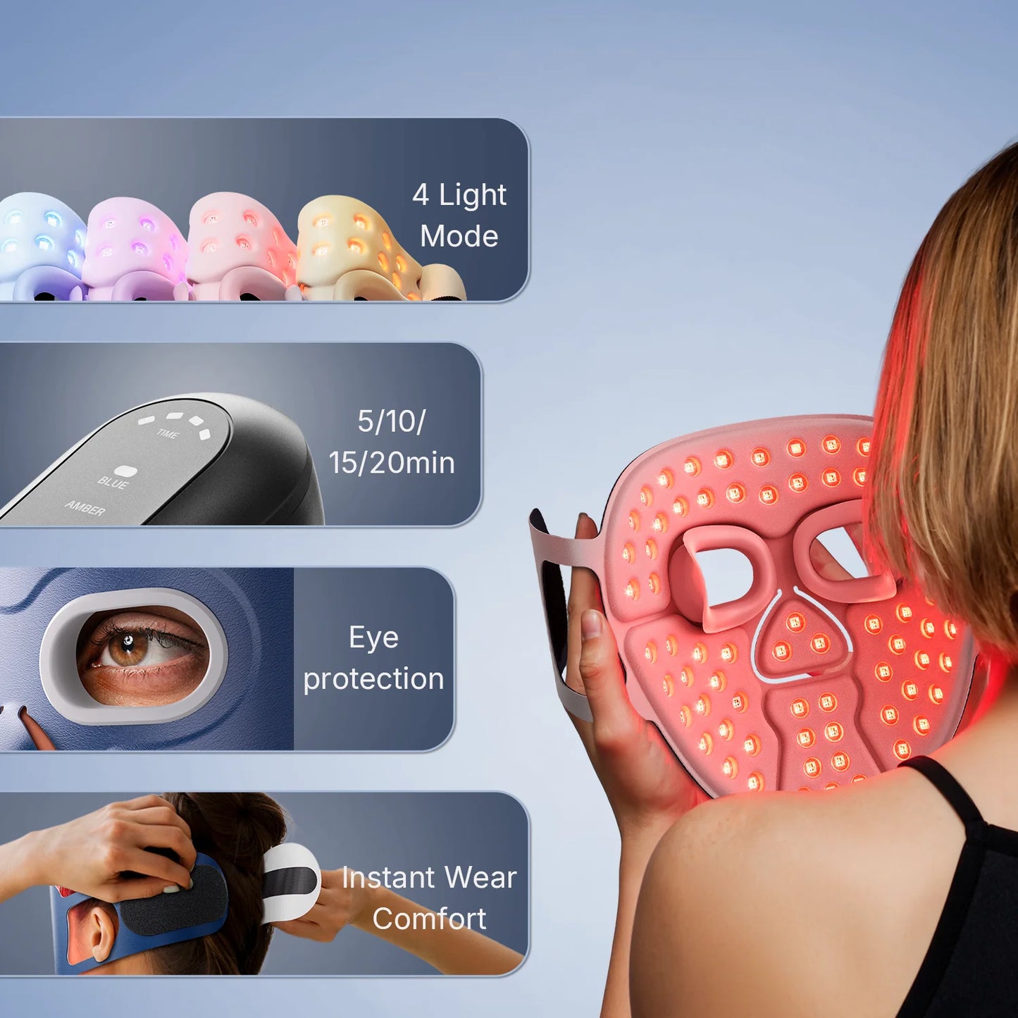 Hello Face LED Mask Infrared Red Light Acne Wrinkle Reduction