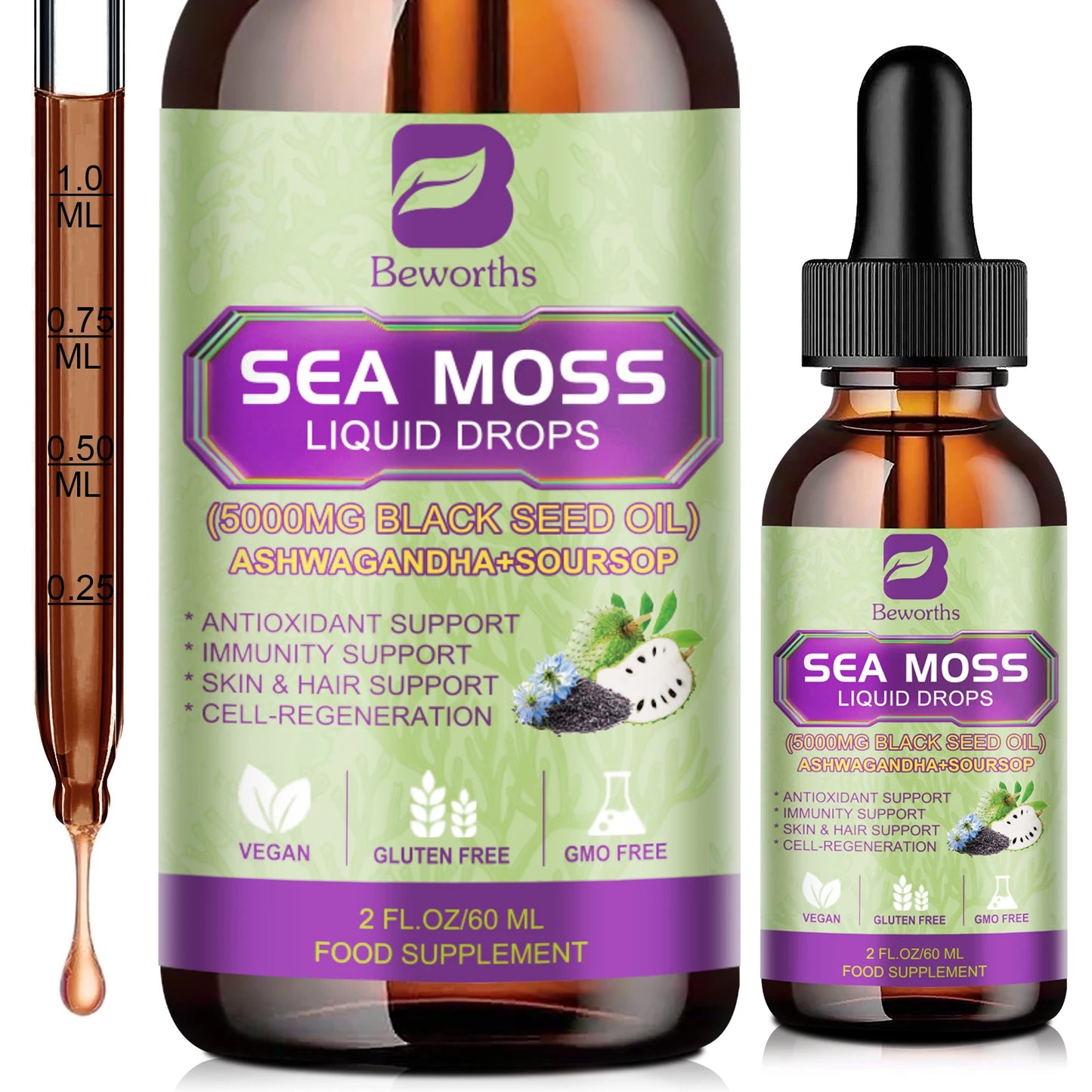Beworths Sea Moss Extract Drops For Immunity, Digestion, Kidney Health