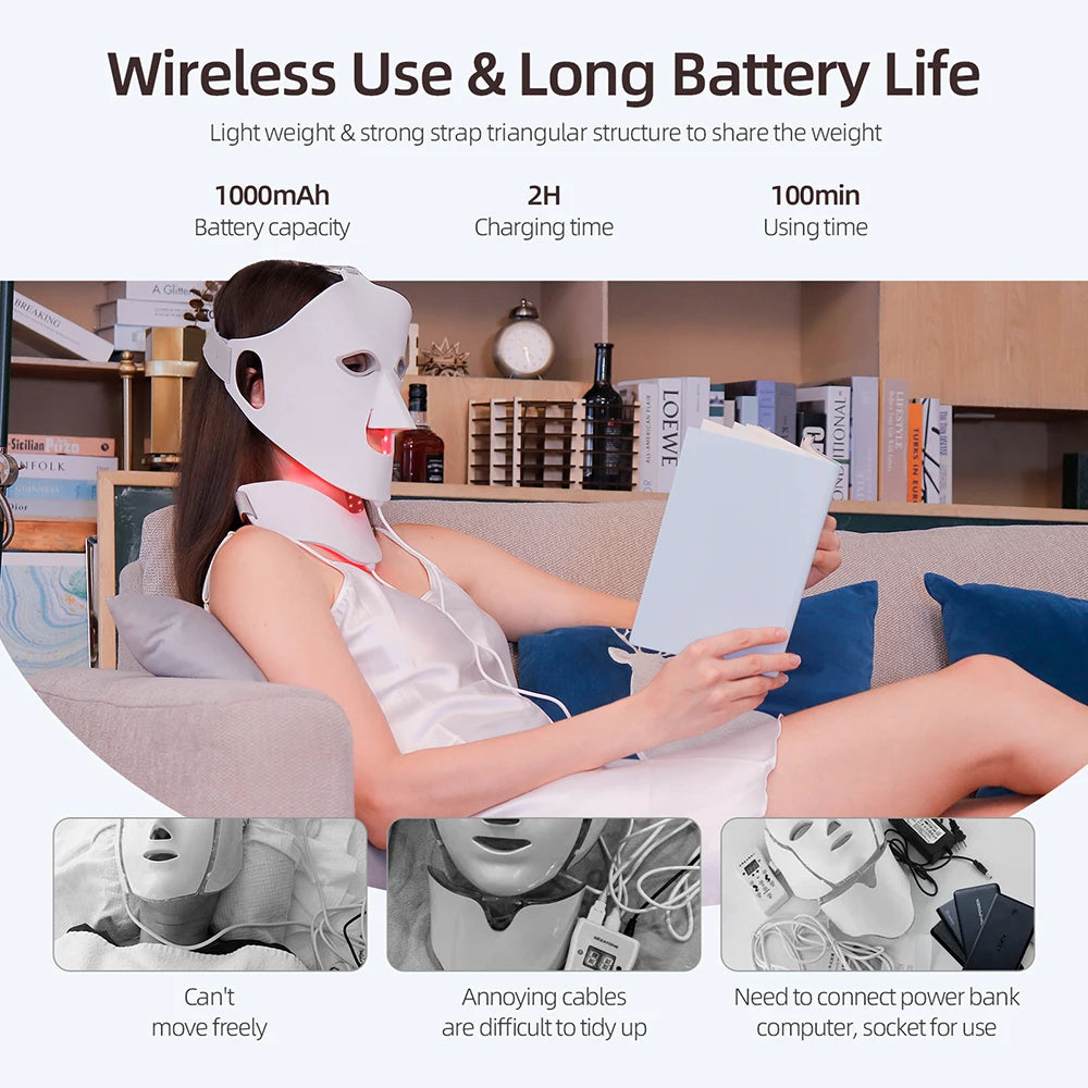 Foreverlily LED Photon Face Neck Mask 3D Silicone Skin Rejuvenation