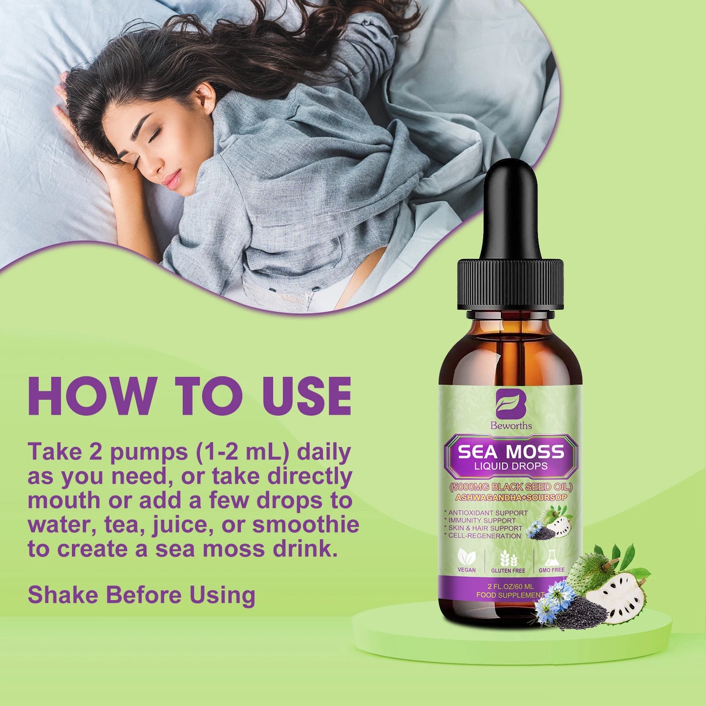 Beworths Sea Moss Extract Drops For Immunity, Digestion, Kidney Health