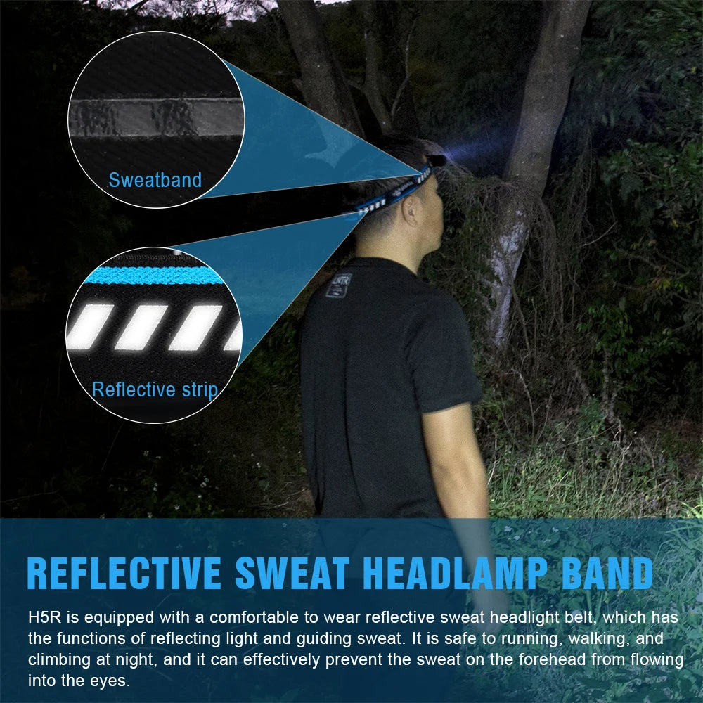 TrustFire H5R 600LM Rechargeable Waterproof Headlamp Dual Light LED Torch IP68 Running Camping Hiking Cycling Fishing Hunting Outdoor Emergency Work Light Headlight