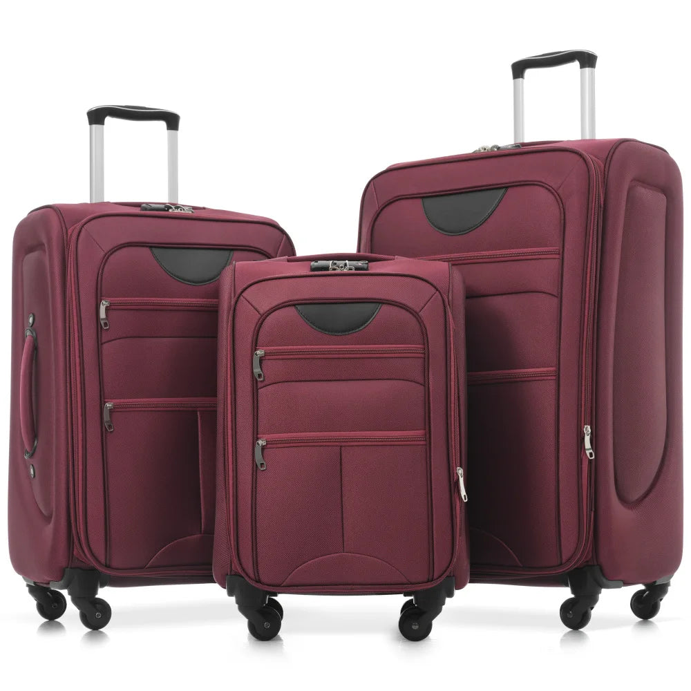 Softside Luggage Expandable Three-Piece Set With TSA Lock