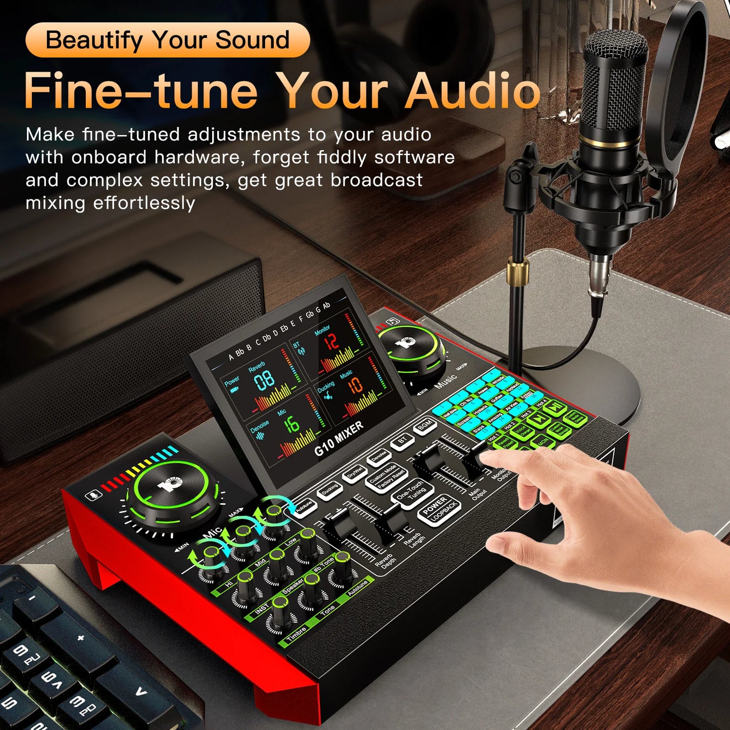 Tenlamp Live Streaming Microphone Bundle With 6 Channel Audio Mixer