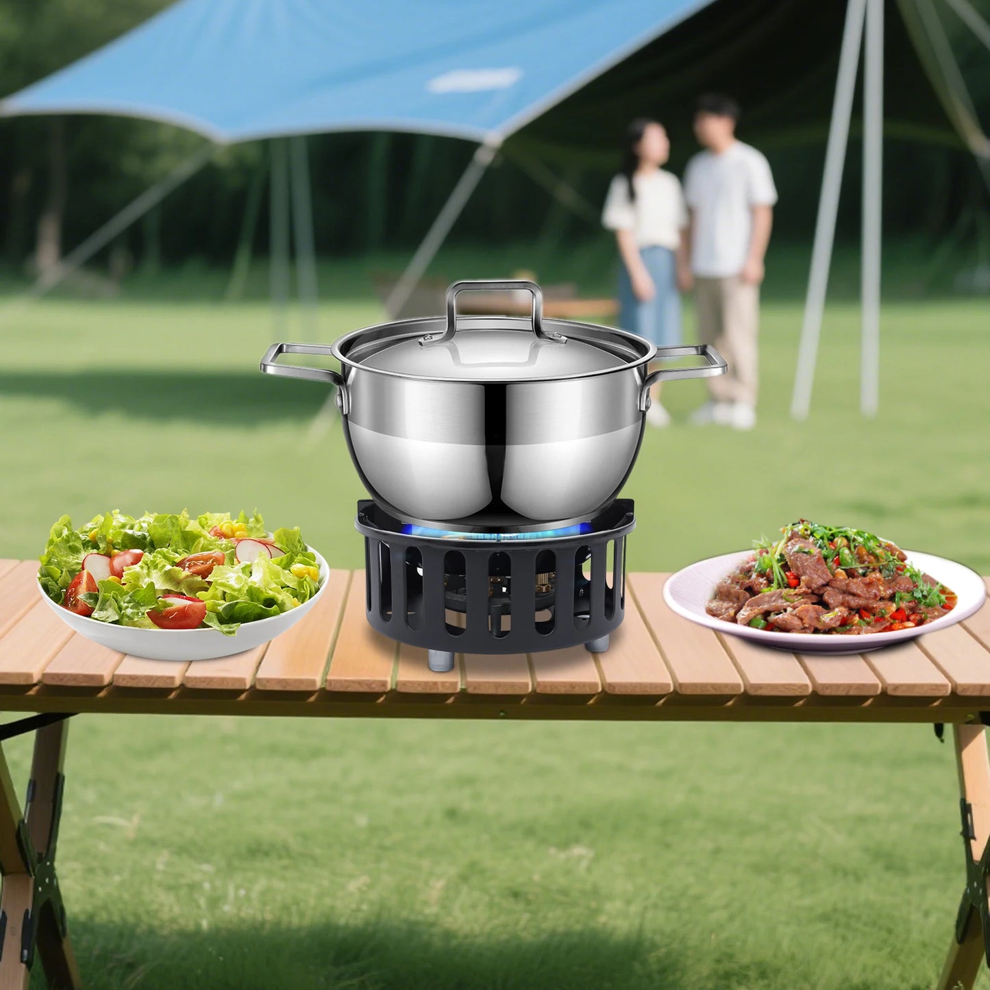 Portable Windproof Gas Stove 72000BTU Cooker With Ignition For Outdoors