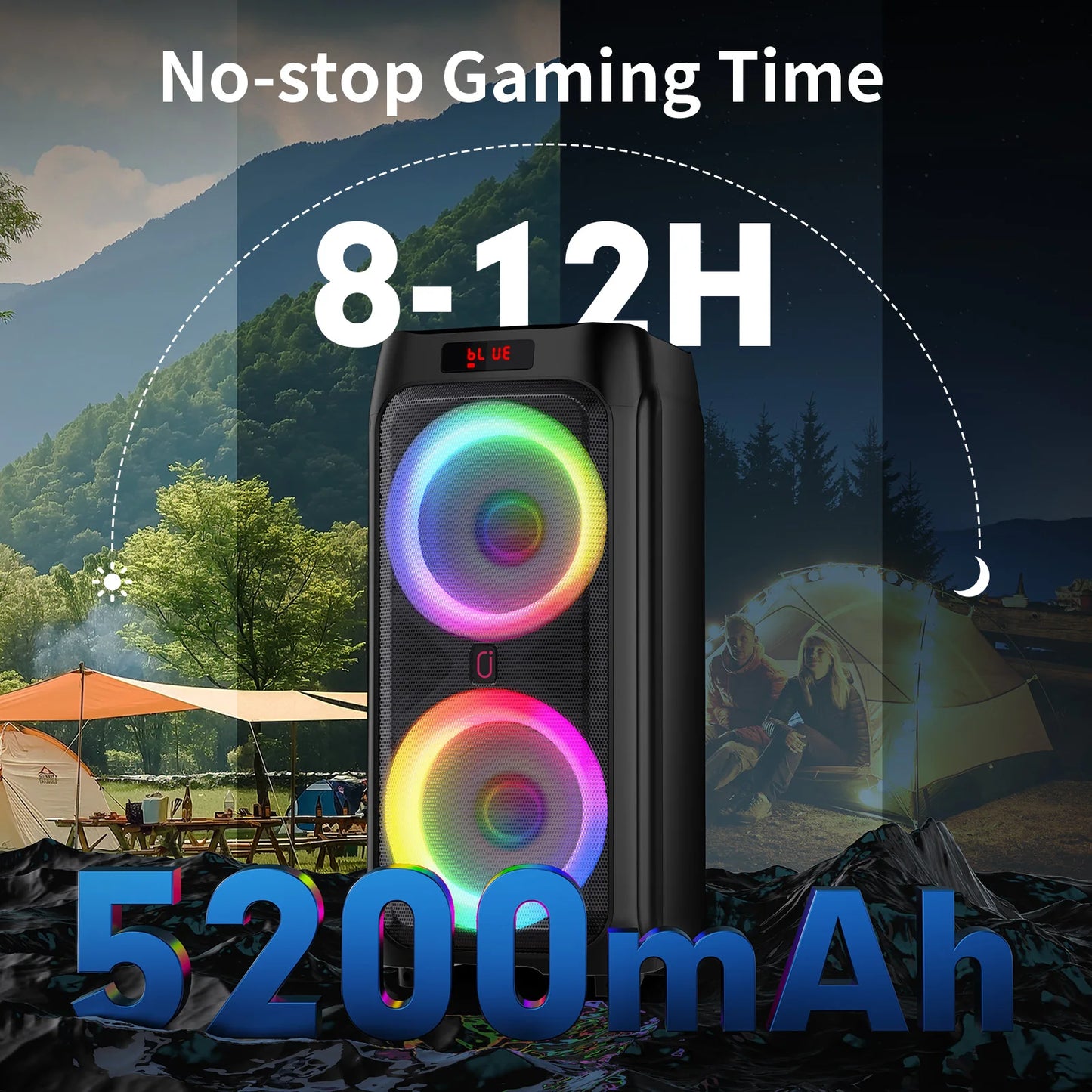 FanFun Karaoke Machine 500W PA System With Bluetooth And DJ Lights