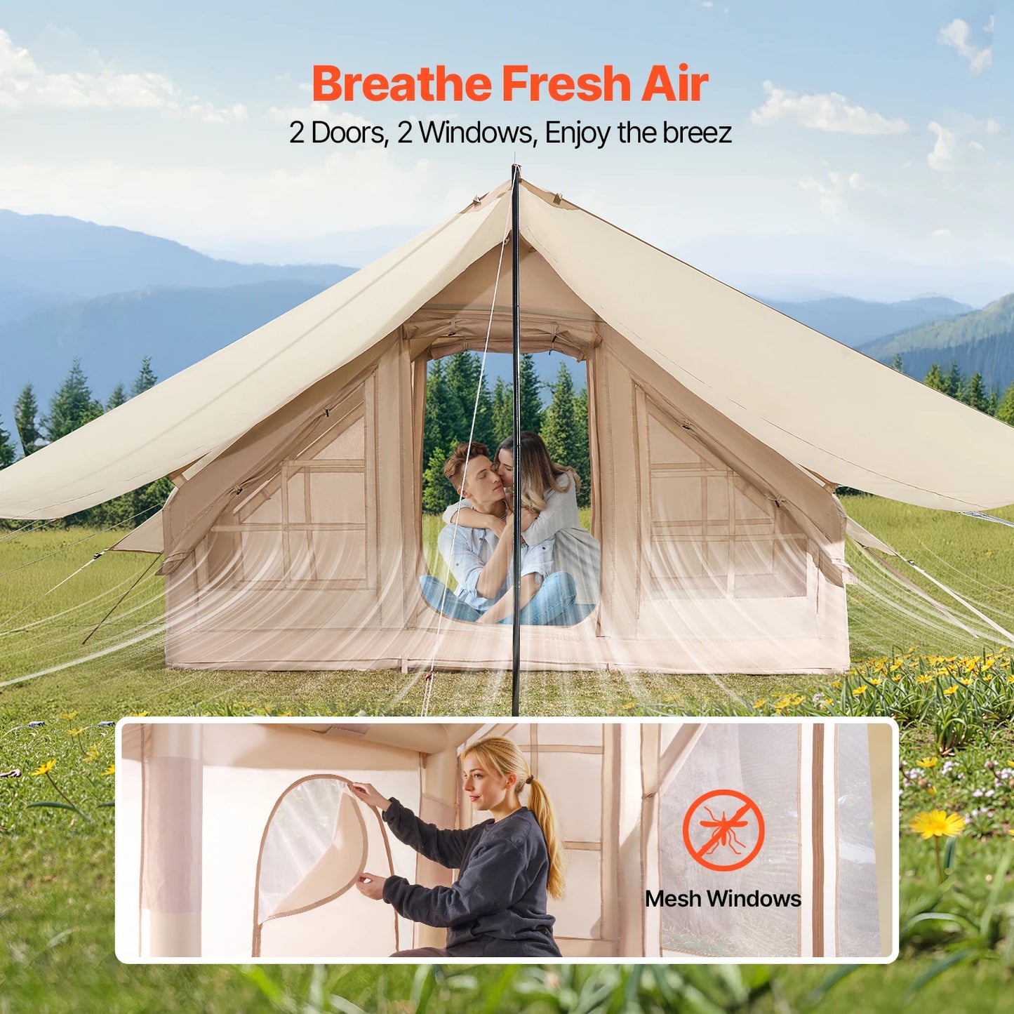 SucceBuy Inflatable Tent Easy Setup Blow Up Tent Includes Pump