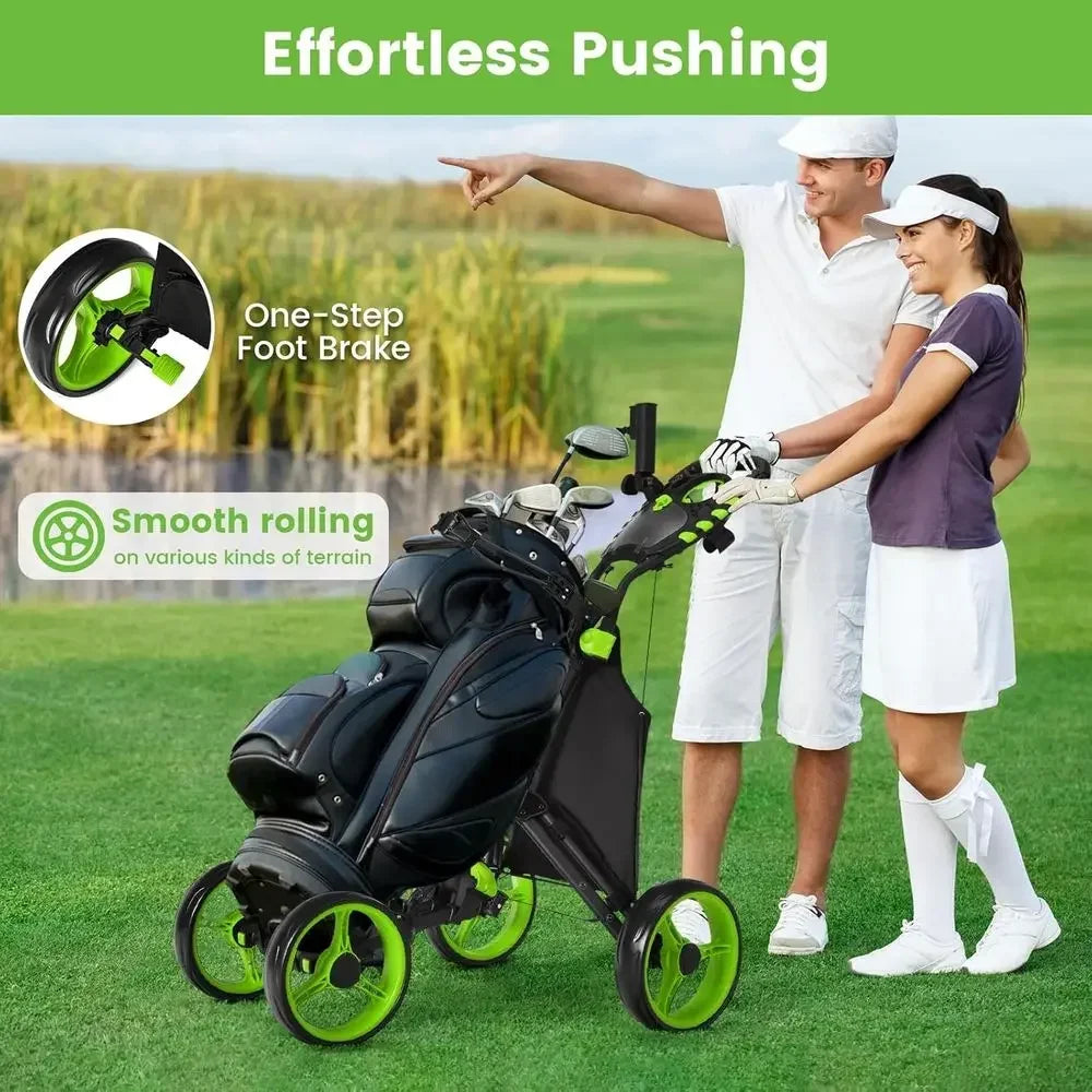 Lightweight Four Wheel Golf Trolley With Integrated Foot Brake