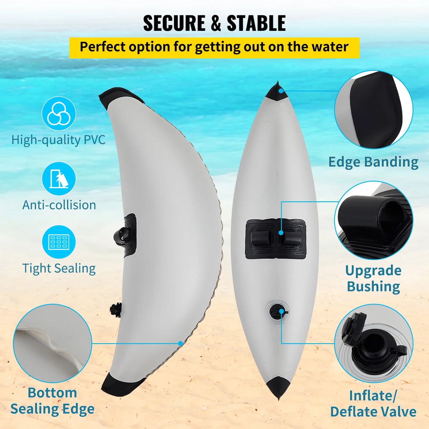 SucceBuy Kayak Outrigger Stabilizers Inflatable PVC Foldable For Kayak Anglers And Fishing Fans Secure Stability
