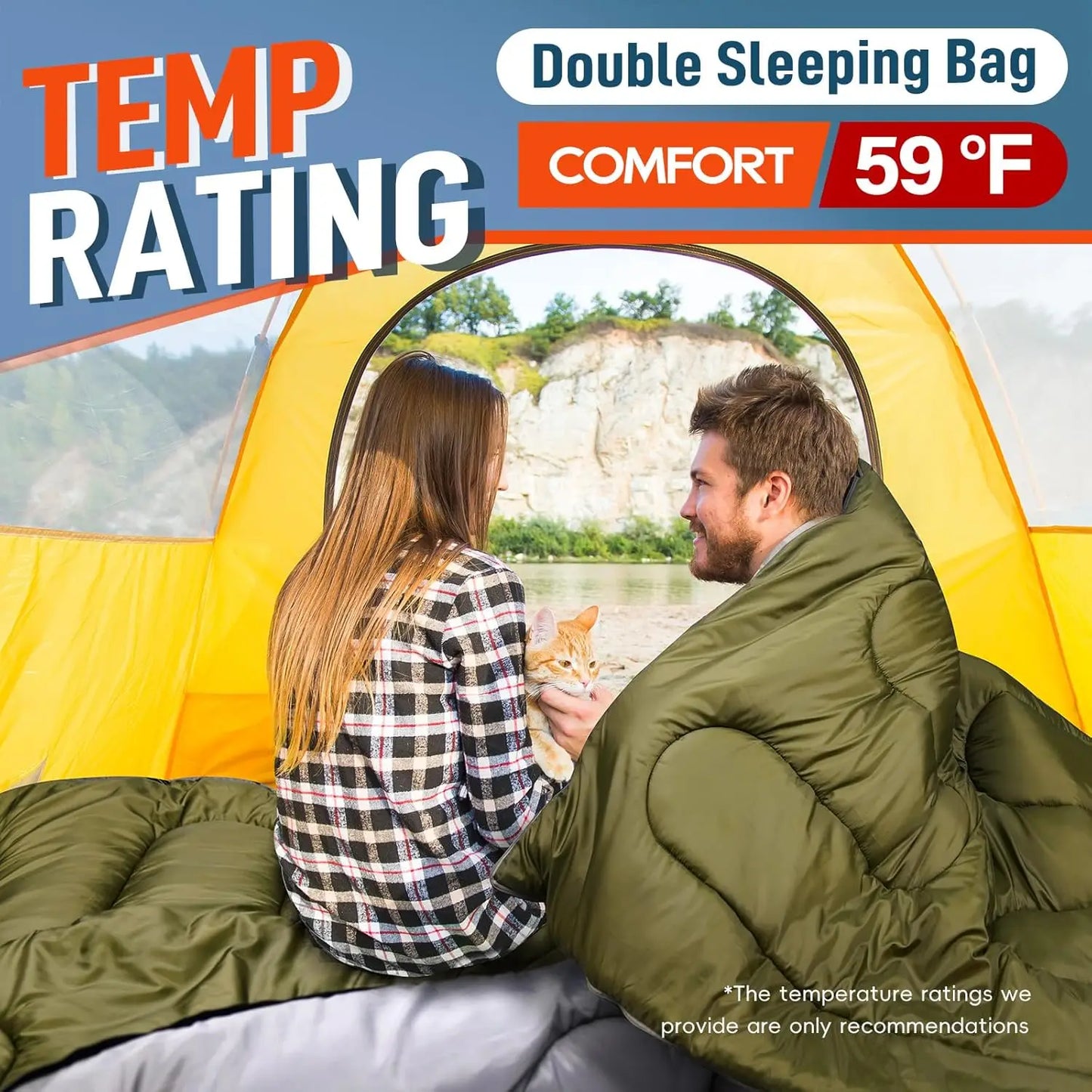 Double Camping Sleeping Bag Ultralight Waterproof 4 Season Backpacking