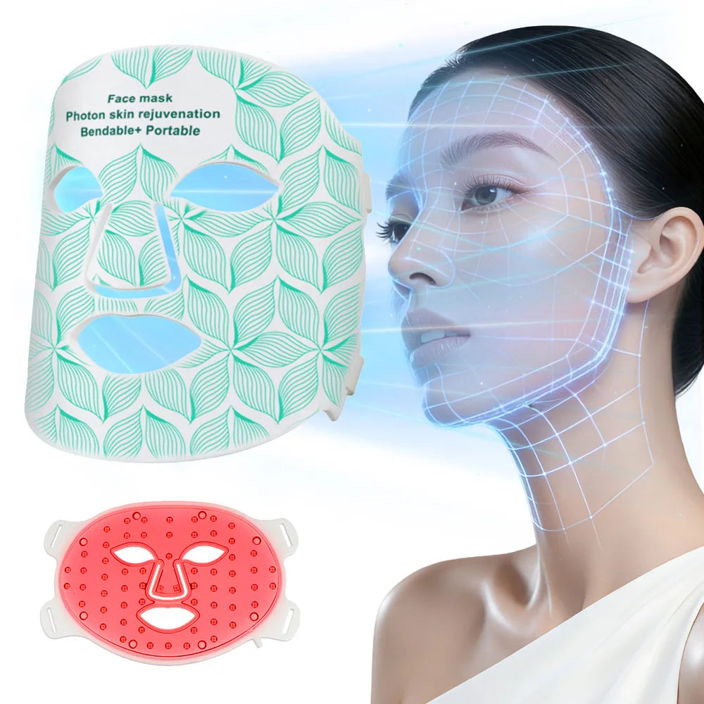 Silicone LED Facial Mask Photon Infrared Light Therapy Wireless