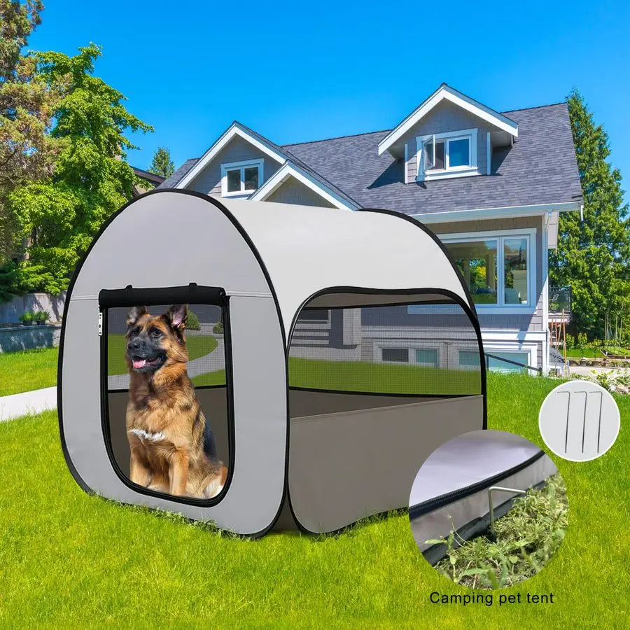 Pop Up Dog Kennel Enclosure Portable Outdoor Crate With Carry Bag Waterproof Travel Carrier For Camping For Dog Owners
