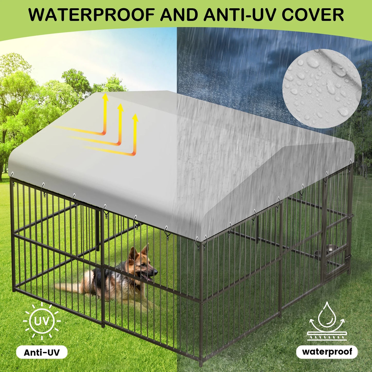 Twister CK Outdoor Walk In Dog Kennel Heavy Duty Cage With Roof UV Resistant And Double Lock For Large Dogs