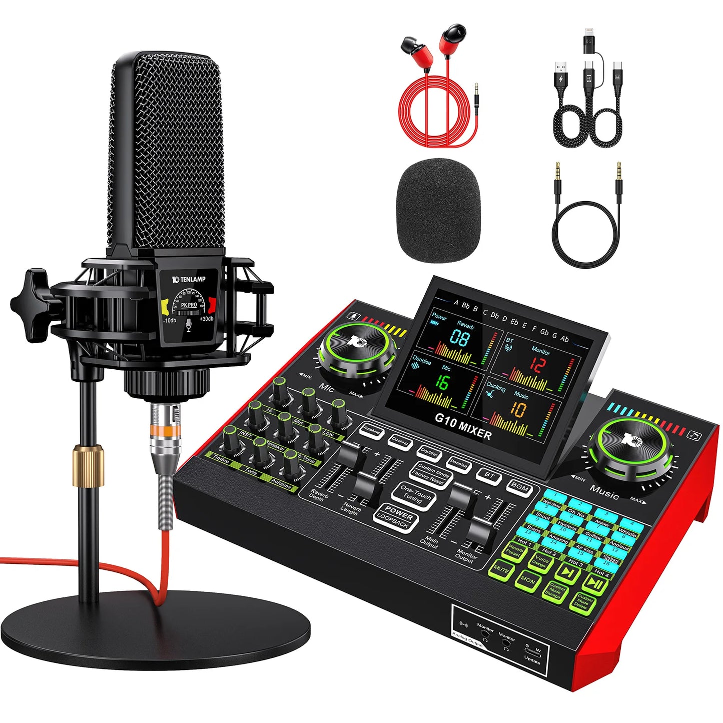 Tenlamp Five Channel Audio Interface Mixer for PC and Streaming