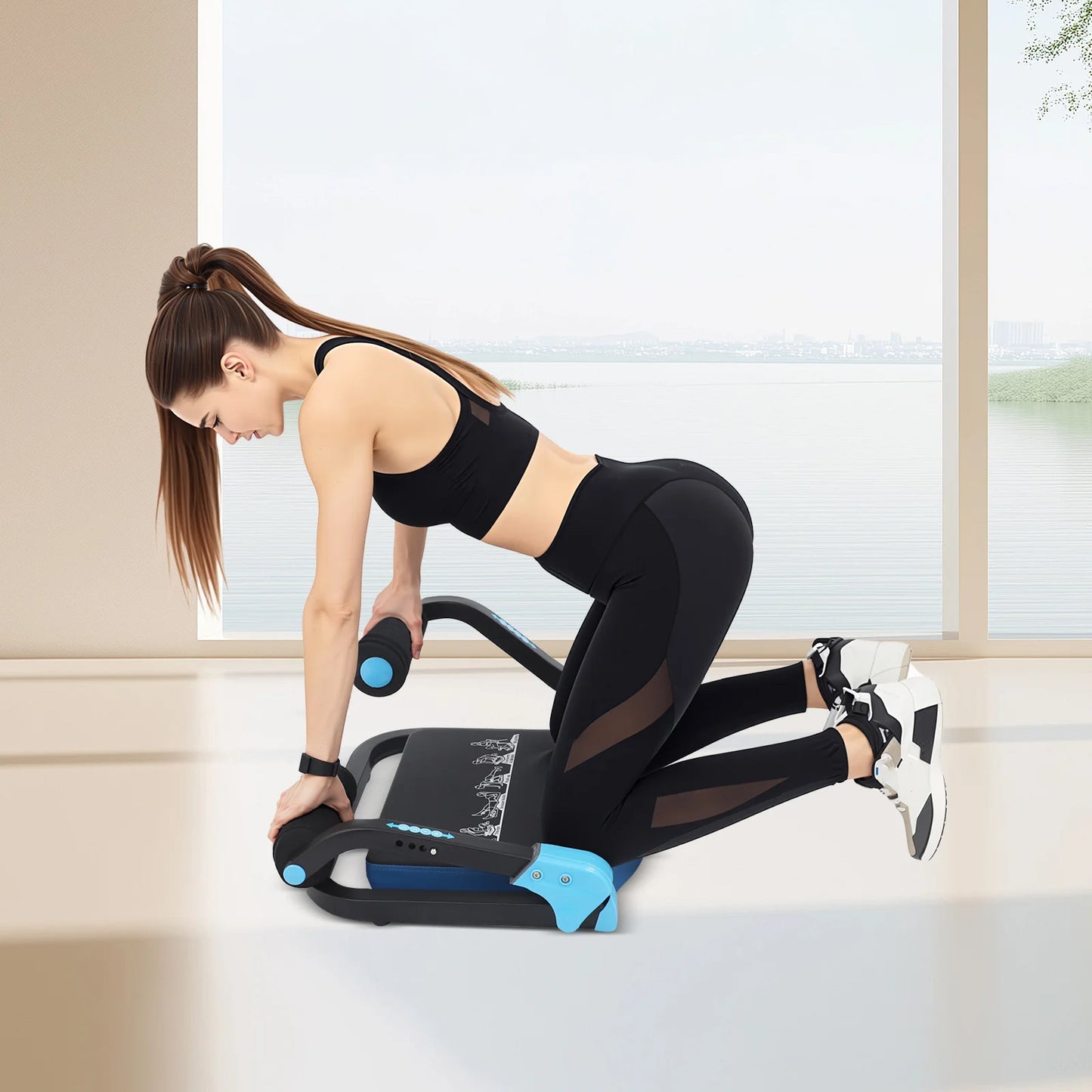 Foldable Abdominal Trainer With Adjustable Resistance For Home Workouts