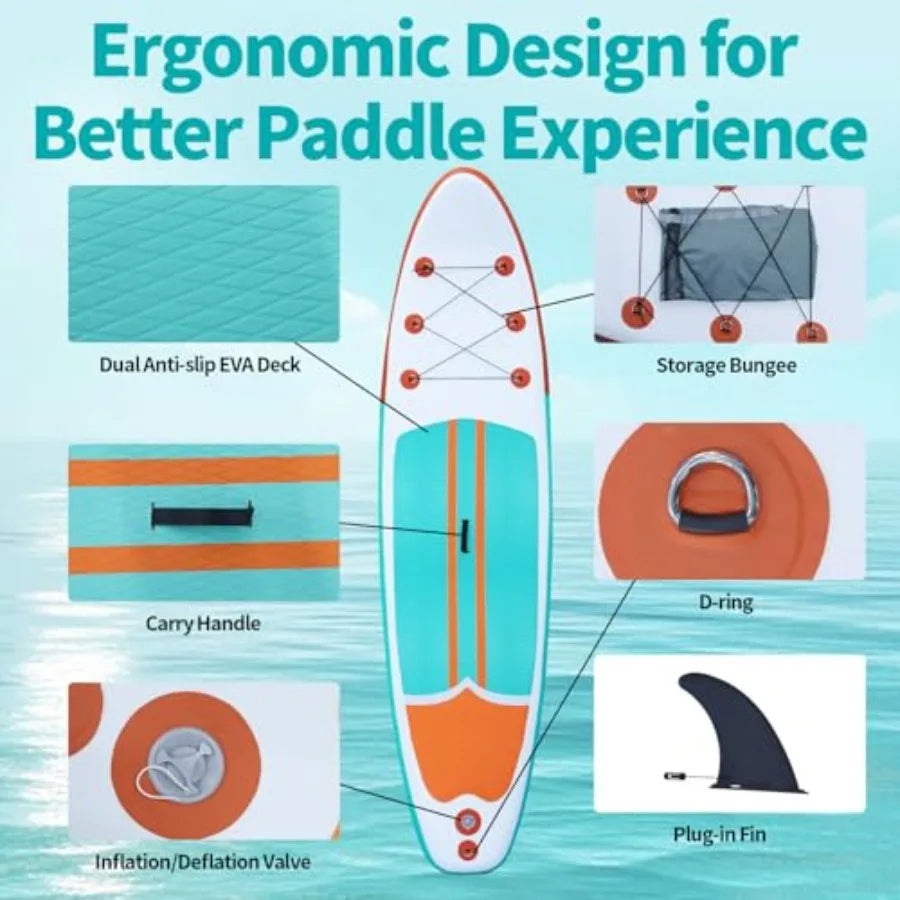 Inflatable Paddle Boards Ultra Stable Wide Design Blue PVC Material With Premium Accessories For Outdoor Water Sports