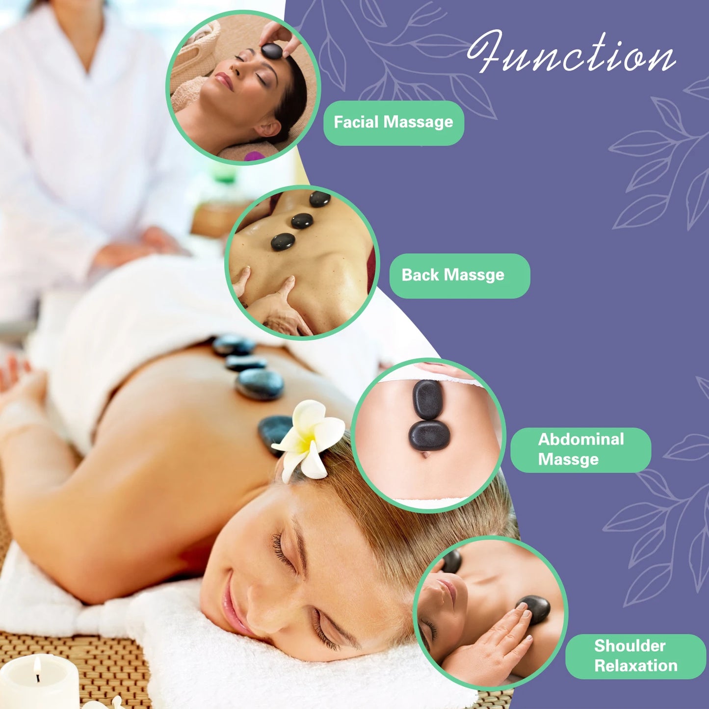 HolistHeal Hot Stones Massage Set With Temperature Control Kit