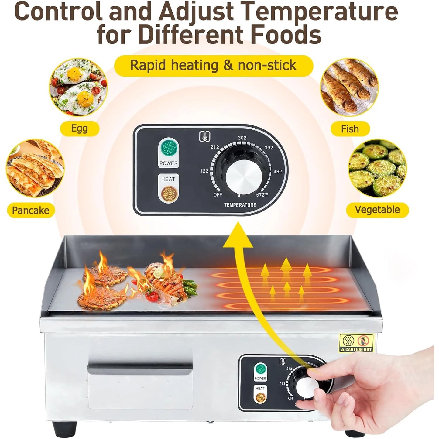 HiMISS Electric Griddle With Adjustable Temperature 122 to 572F