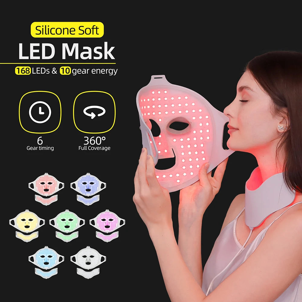 Foreverlily LED Photon Face Neck Mask 3D Silicone Skin Rejuvenation