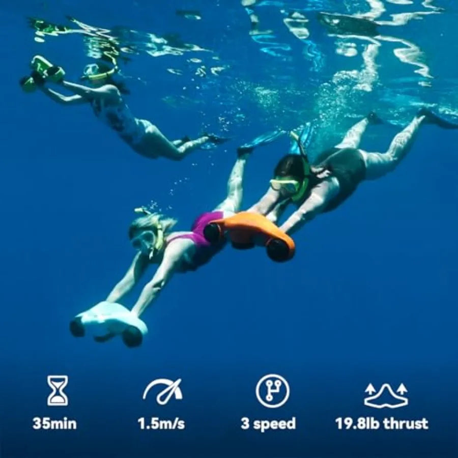Underwater Scooter For Divers And Snorkelers Powerful Dual Motors 40M Waterproof ABS Blue