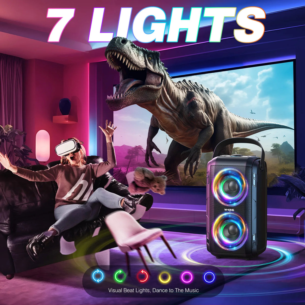 W-KING T9-2 Bluetooth Speaker 80W RMS 180W Peak 105dB Party Speaker with Microphone Deep Bass Portable Karaoke Speaker DSP RGB Lights
