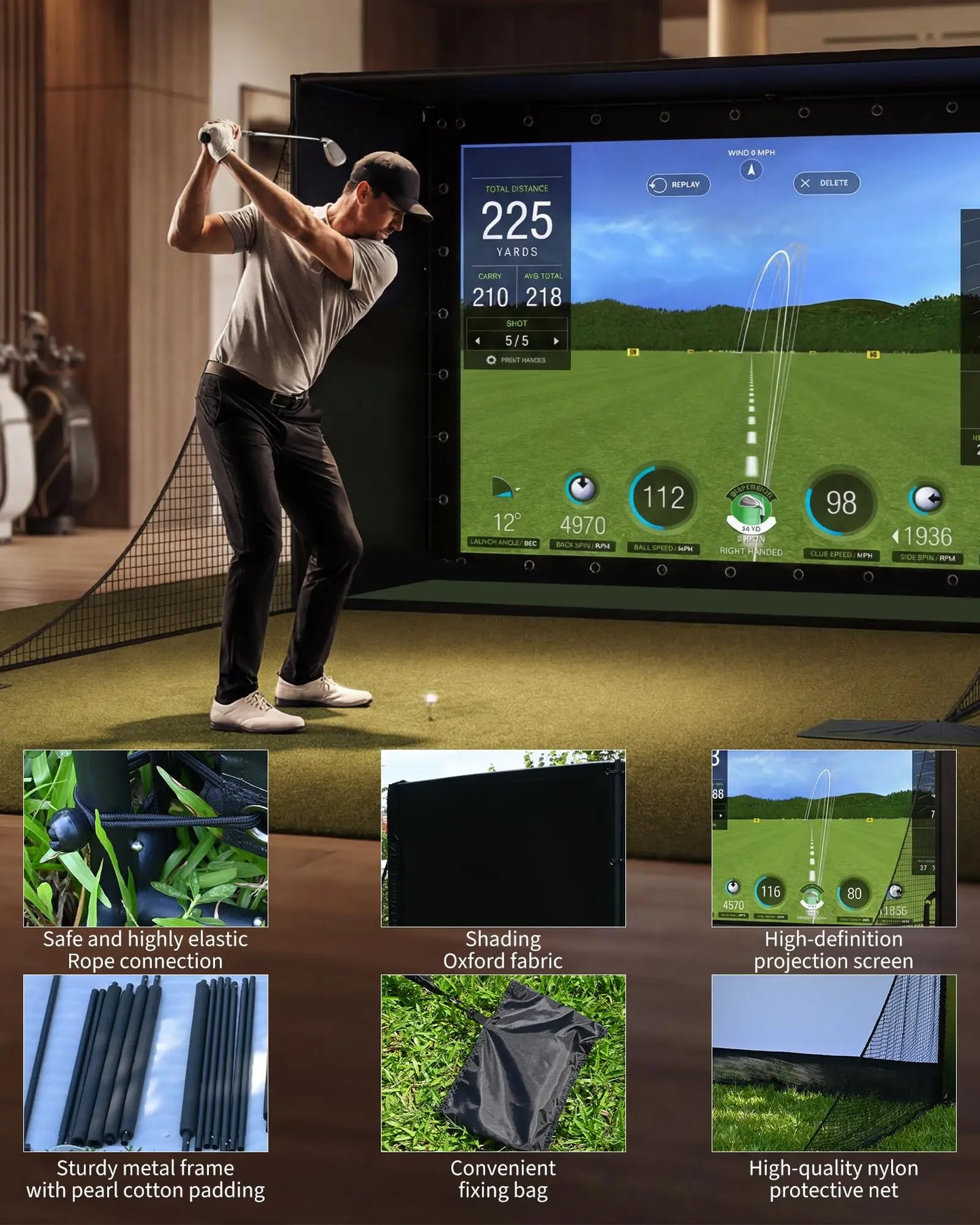 Golf Simulator Enclosure Package With Impact Screen Guard