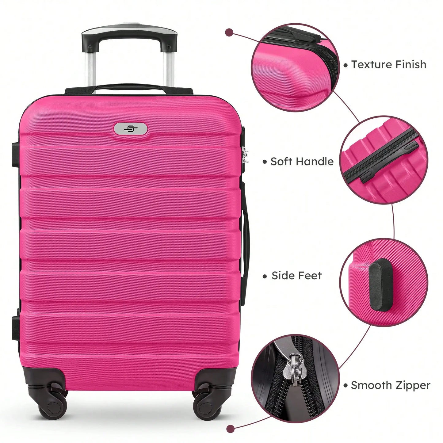 ABS Hardside Spinner Luggage Set 7 Piece With Travel Bags And Cosmetic Case