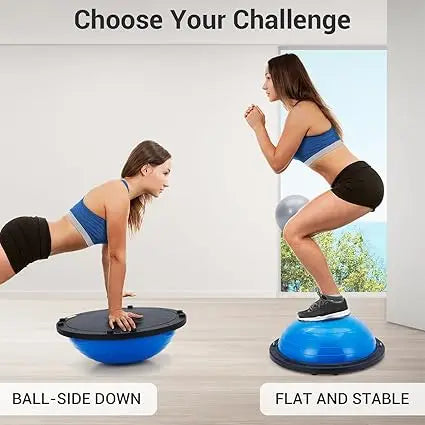 Half Exercise Ball Trainer Non Slip Base With Elastic Bands