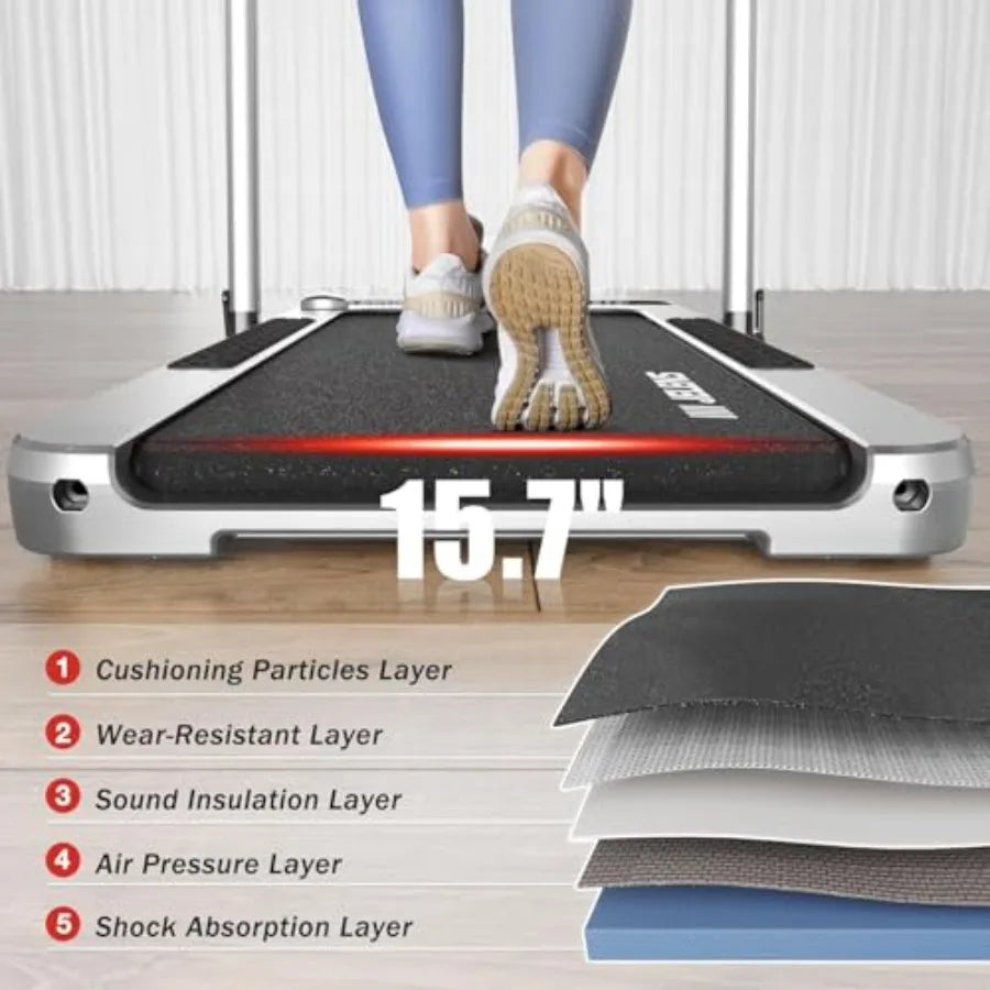 Folding Incline Walking Pad Treadmill With Handlebar for Home Fitness