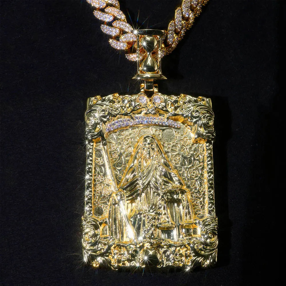 LYEE CYEE Square Zircon Scythe Pendant Hip Hop Jewelry