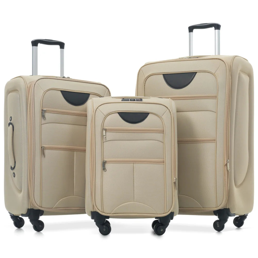 Softside Luggage Expandable Three-Piece Set With TSA Lock