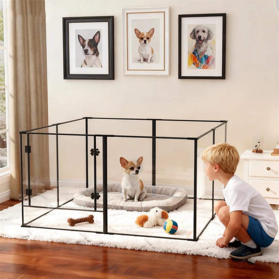 BINGOPAW 8 Panels Acrylic Dog Playpen Whelping Pen For Puppies Rabbits