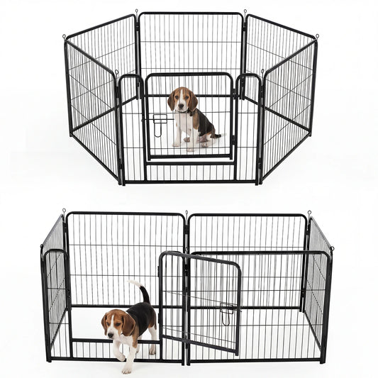 JHK Metal Dog Playpen 6 Panels Foldable 24 To 40 Inch For Indoor Outdoor Use Large Dogs And Puppies