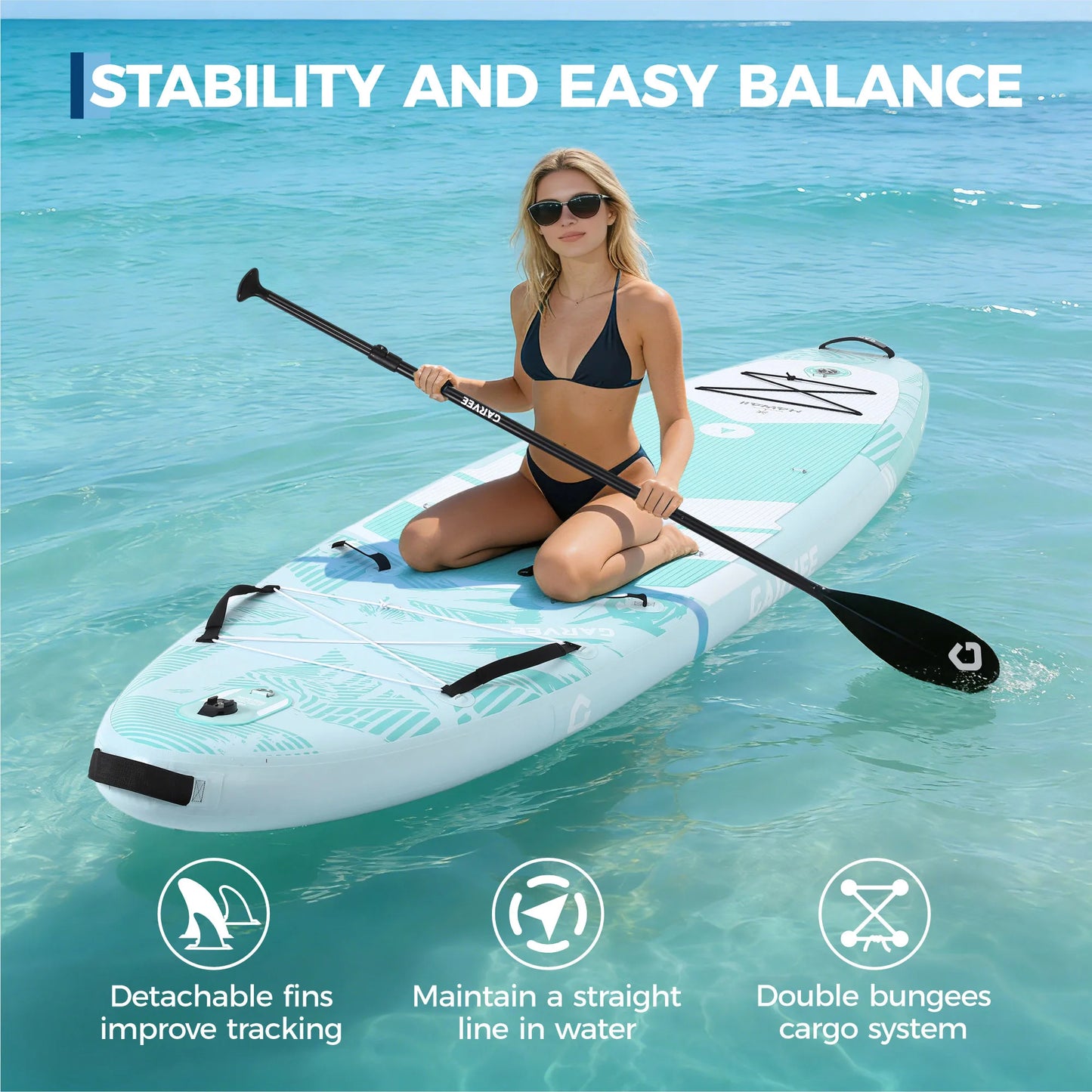 Inflatable Stand Up Paddle Board Wide Stable Design For Adults And Youth 450 Lb Capacity Non Slip EVA Deck