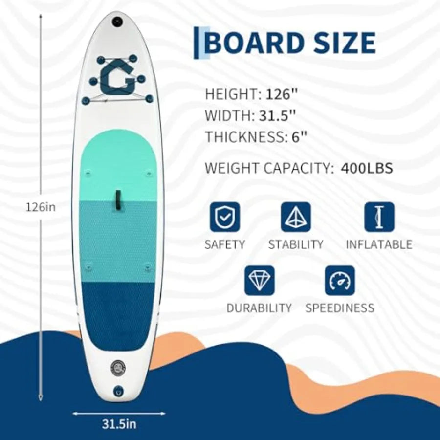 Inflatable Stand Up Paddle Board Ultra Stable Wide Design Durable PVC For Outdoor Water Sports Non Slip Deck Beginners