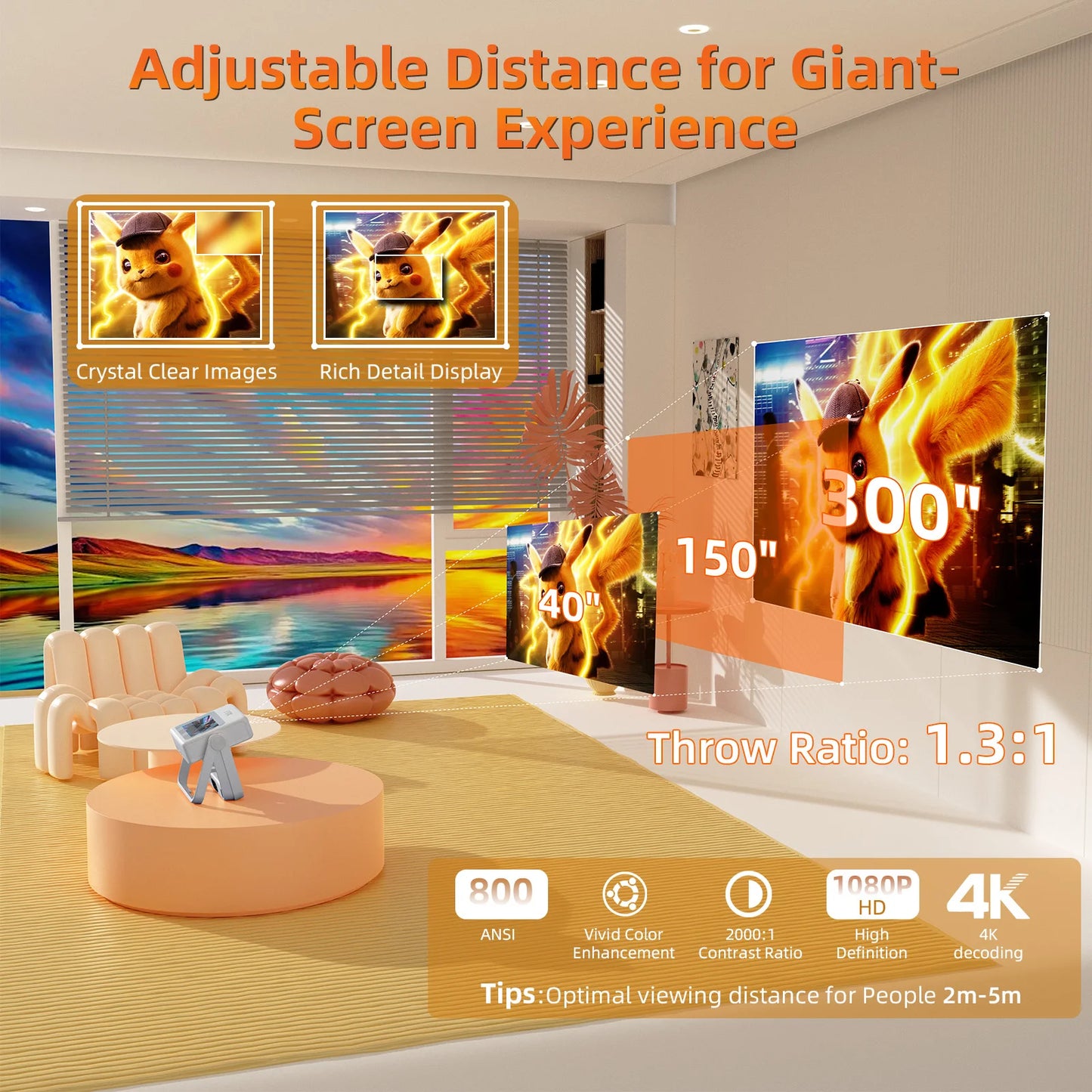 XBJ A5Pro Smart Dual Touchscreen Projector 1080P WiFi Auto Keystone Home Theater