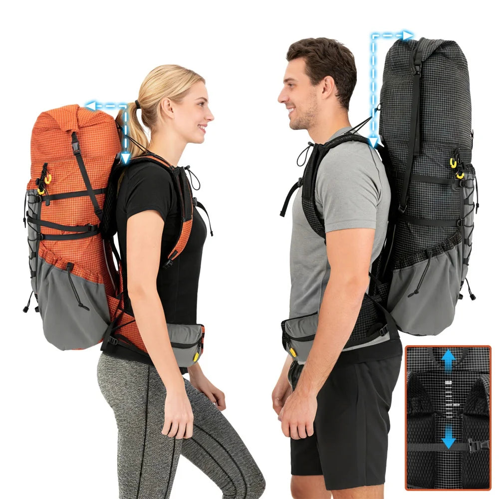 Night Cat Roll Top Waterproof Hiking Backpack With Rain Cover