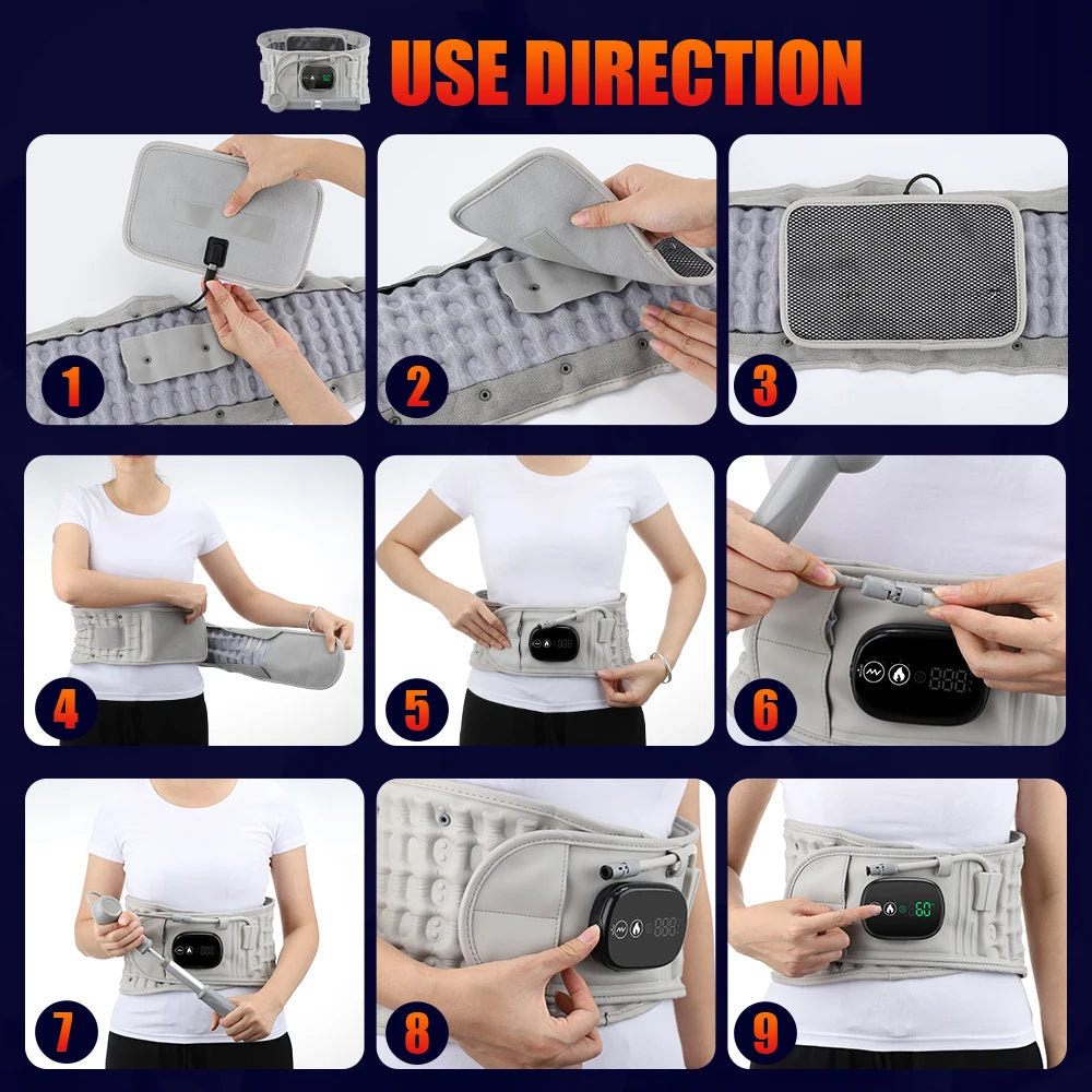 Hailicare Back Heating Belt With Airbag Heating Therapy And Inflatable Vibration Massage For Adults With Back Pain